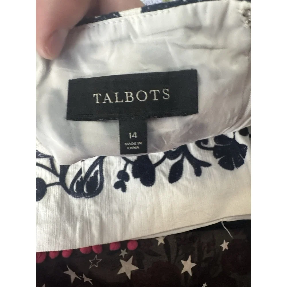 Talbots Pencil Skirt White‎ Embroidery Floral cottagecore coquette clean girl 14